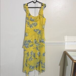 BCBGMaxAzria Yellow and Blue Asymmetrical Dress